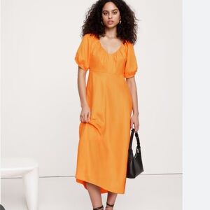 New: Banana Republic VISCOSE-LINEN RUCHED MAXI DRESS. Size 10